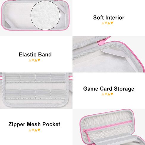 BOVKE Hard Storage Case for Blaze Evercade EXP Handheld, Extra Mesh Pocket for Evercade EXP Console Charging Cable, Cartridges and Other Accessories, Pink in Saudi Arabia