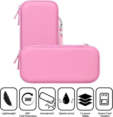 BOVKE Hard Storage Case for Blaze Evercade EXP Handheld, Extra Mesh Pocket for Evercade EXP Console Charging Cable, Cartridges and Other Accessories, Pink in Saudi Arabia