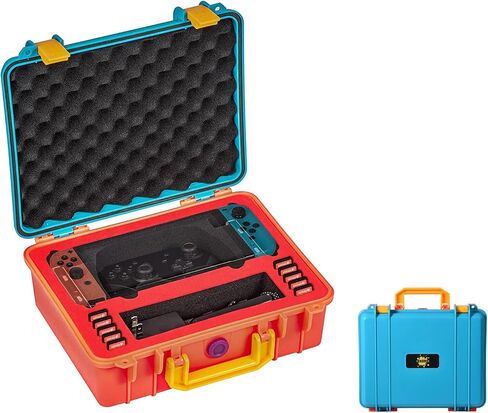 حقيبة حمل CENPIN لجهاز Nintendo Switch/Switch OLED Model 2021، حقيبة حمل محمولة بغطاء صلب واقٍ لمفتاح التبديل وحقيبة سفر لوحدة التحكم والملحقات (برتقالي وأزرق) in Kuwait