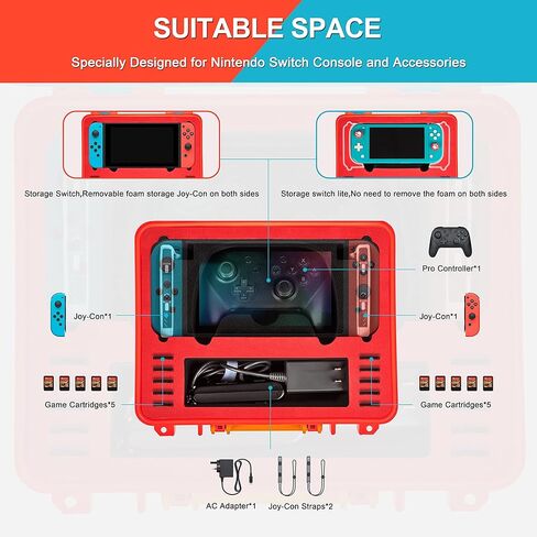حقيبة حمل CENPIN لجهاز Nintendo Switch/Switch OLED Model 2021، حقيبة حمل محمولة بغطاء صلب واقٍ لمفتاح التبديل وحقيبة سفر لوحدة التحكم والملحقات (برتقالي وأزرق) in Kuwait