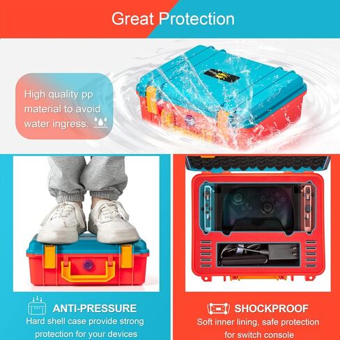 حقيبة حمل CENPIN لجهاز Nintendo Switch/Switch OLED Model 2021، حقيبة حمل محمولة بغطاء صلب واقٍ لمفتاح التبديل وحقيبة سفر لوحدة التحكم والملحقات (برتقالي وأزرق) in Kuwait