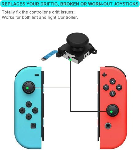 Maiweitong 4 قطع عصا تحكم بديلة لعصا الإبهام لمفتاح NS / Switch OLED / Switch Lite وحدة تحكم Joy-Con لليسار واليمين - إصلاح الانجراف التناظري in Kuwait