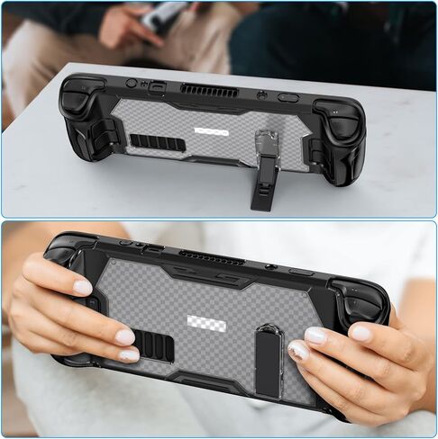 Protective Case for Steam Deck with Built-in Adjustable Kickstand, Upgraded Soft TPU Cover Case with Screen Protector & 8 Thumb Grips for Steam Deck Accessories, Anti-Scratch and Shock-Absorption in Kuwait