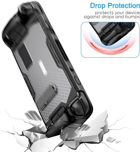 Protective Case for Steam Deck with Built-in Adjustable Kickstand, Upgraded Soft TPU Cover Case with Screen Protector & 8 Thumb Grips for Steam Deck Accessories, Anti-Scratch and Shock-Absorption in Kuwait