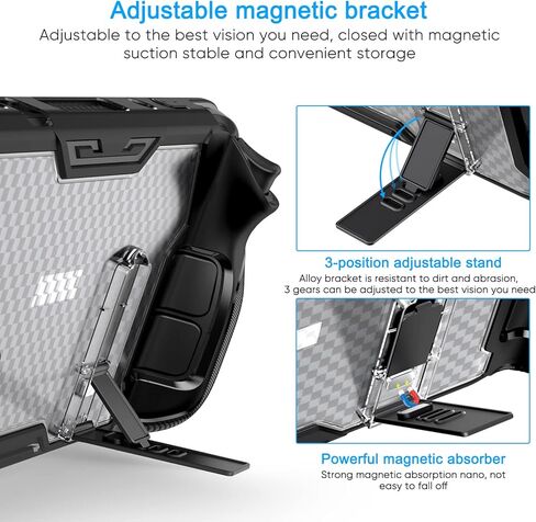 Protective Case for Steam Deck with Built-in Adjustable Kickstand, Upgraded Soft TPU Cover Case with Screen Protector & 8 Thumb Grips for Steam Deck Accessories, Anti-Scratch and Shock-Absorption in Kuwait