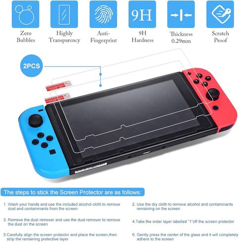 حقيبة حمل لجهاز نينتندو سويتش مع عبوتين من واقي الشاشة، عبوتين من حامل بطاقات الألعاب، حقيبة حمل صلبة محمولة للسفر تتسع لـ 20 خرطوشة ألعاب وملحقات وحدة تحكم نينتندو سويتش الأخرى in Kuwait