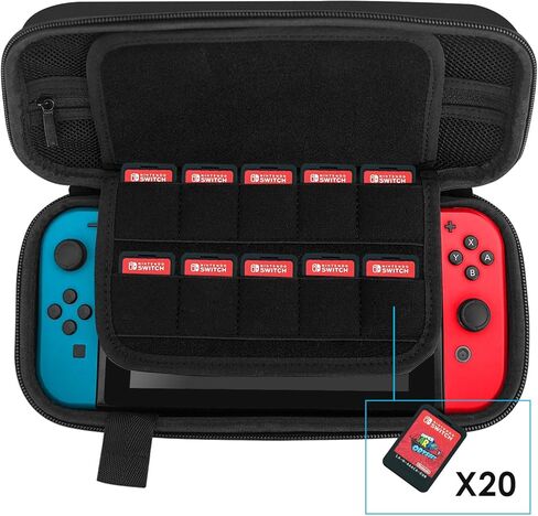 JETech Carrying Case for Switch 2017 Model with 20 Game Cartridge Holders, Black in Kuwait