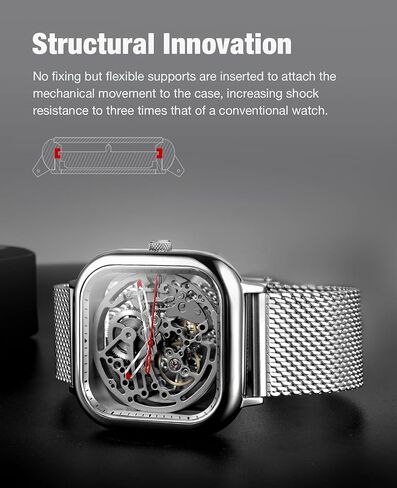 CIGA Design Automatic Mechanical Watch C Series Skeleton Analog Wrist Watch with Milanese and Leather Strap Sapphire Crystal Mirror Gifts for Men and Women in Saudi Arabia