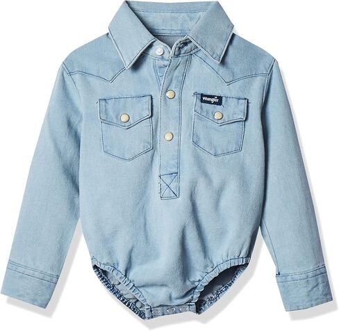 Wrangler Baby Boys' Western Long Sleeve Denim Bodysuit in Saudi Arabia