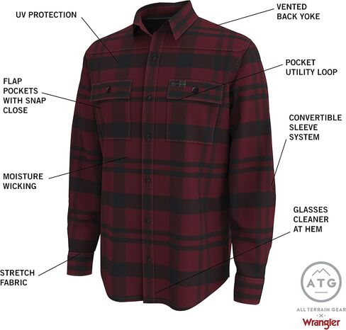 ATG by Wrangler Men's Long Sleeve Snap Flap Pocket Shirt in Saudi Arabia