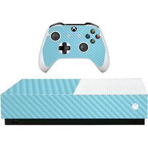 MightySkins Carbon Fiber Skin for Microsoft Xbox One S All-Digital Edition - Solid Baby Blue | ProtectiveTextured Carbon Fiber Finish | Easy to Apply, Remove, and Change Styles | Made in The USA in Saudi Arabia