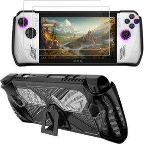 PAKESI Protection Case for ASUS ROG Ally - Rugged TPU with Built-in Stand for Game Handheld Console - Anti-Drop Shockproof Shell with 2 Pack Screen Protector (Black) in Kuwait