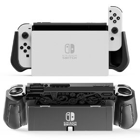 Nintendo Switch OLED Case (Ergonomic/Full Protection/Shock-Absorption/Anti-Scratch) Gift Glass Screen Protector & Thumb Caps, Nintendo Switch OLED Case Black in Saudi Arabia