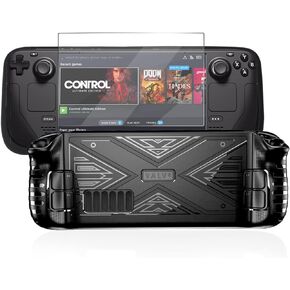 KMCIA Steam Deck Case, Protective Case for Steam Deck with Screen Protector, TPU Shockproof Cover Soft Non-Slip Case Compatible with Valve Steam Deck, Stream Deck Case Accessories -Black in Saudi Arabia