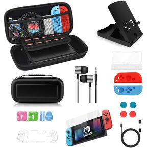 Vaparinckl Carrying Case for Nintendo Switch, Portable Protective Travel Switch Case Accessories Kit Bundle with Adjustable Stand, Games Cartridges, Clear Cover Case, Game Case, Joy-con Grips in Saudi Arabia