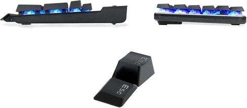 EagleTec EagleTec KG060-BR لوحة مفاتيح ميكانيكية بإضاءة خلفية LED زرقاء، درجة منخفضة 87 مفتاح لوحة مفاتيح USB مع مفاتيح بنية كرزية هادئة للكمبيوتر - (أسود) in Kuwait