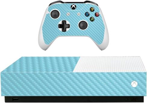 MightySkins Carbon Fiber Skin for Microsoft Xbox One S All-Digital Edition - Solid Baby Blue | ProtectiveTextured Carbon Fiber Finish | Easy to Apply, Remove, and Change Styles | Made in The USA in Saudi Arabia