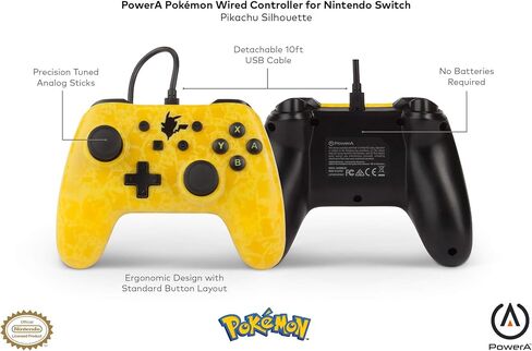 PowerA Pokemon Wired Controller For Nintendo Switch - Pikachu Silhouette (Nintendo Switch) in Saudi Arabia