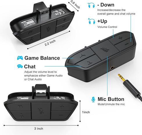 محول سماعة رأس ستيريو Nice2MiTu لأجهزة تحكم Xbox One وXbox Series X|S - جودة صوت محسنة، تحكم سهل في مستوى الصوت in Kuwait