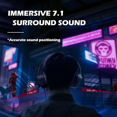 TONEMAC H24 Gaming Headset, 7.1 Surround Sound, Adjustable Noise Reduction Microphone, Memory Foam EarPads, Lightweight Gaming On-Ear Headphones for PC/PS4/PS5/Laptop, 6.8ft USB Cable -Black in Kuwait