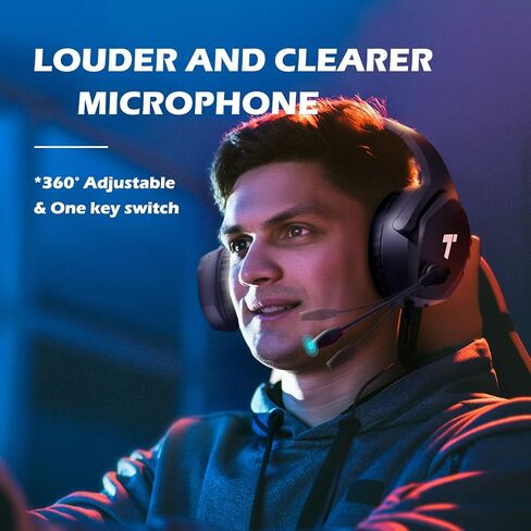 TONEMAC H24 Gaming Headset, 7.1 Surround Sound, Adjustable Noise Reduction Microphone, Memory Foam EarPads, Lightweight Gaming On-Ear Headphones for PC/PS4/PS5/Laptop, 6.8ft USB Cable -Black in Kuwait