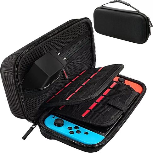 حقيبة حمل Freelight Switch متوافقة مع Nintendo Switch، مجموعة ملحقات 12 في 1 مع حقيبة واقية للسفر، واقي شاشة عالي الدقة و6 قطع من أغطية مقابض الإبهام in Saudi Arabia