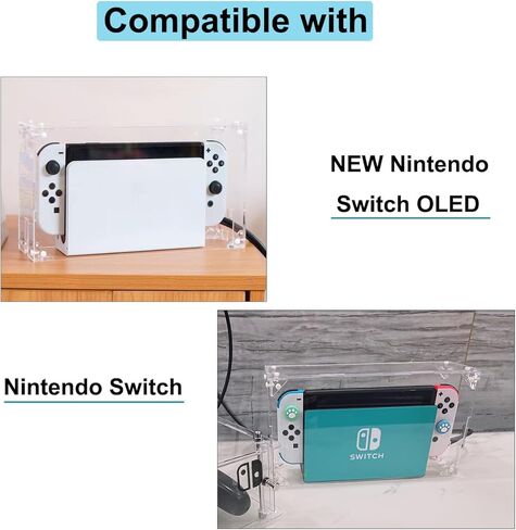 MANWU تجميع غطاء صندوق عرض الغبار الواقي لطراز Nintendo Switch OLED الجديد (الغطاء فقط)، غلاف شفاف من الأكريليك متوافق مع Switch in Kuwait