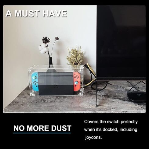 MANWU تجميع غطاء صندوق عرض الغبار الواقي لطراز Nintendo Switch OLED الجديد (الغطاء فقط)، غلاف شفاف من الأكريليك متوافق مع Switch in Kuwait