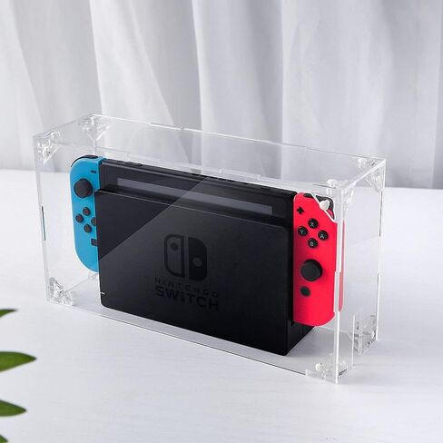 MANWU تجميع غطاء صندوق عرض الغبار الواقي لطراز Nintendo Switch OLED الجديد (الغطاء فقط)، غلاف شفاف من الأكريليك متوافق مع Switch in Kuwait