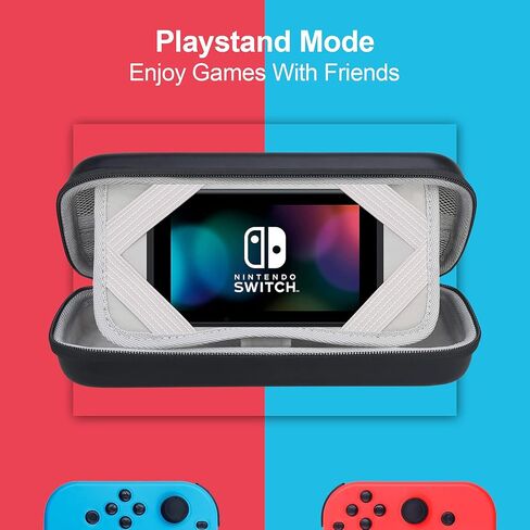 BOVKE Switch Case Compatible with Nintendo Switch /OLED Model, Hard Protective Nintendo Switch Carrying Case with Game Cartridges Storage & Playstand Function, Extra Mesh Pouch for Accessories, Grey in Kuwait
