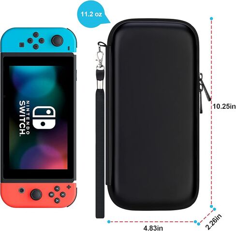 BOVKE Switch Case Compatible with Nintendo Switch /OLED Model, Hard Protective Nintendo Switch Carrying Case with Game Cartridges Storage & Playstand Function, Extra Mesh Pouch for Accessories, Grey in Kuwait