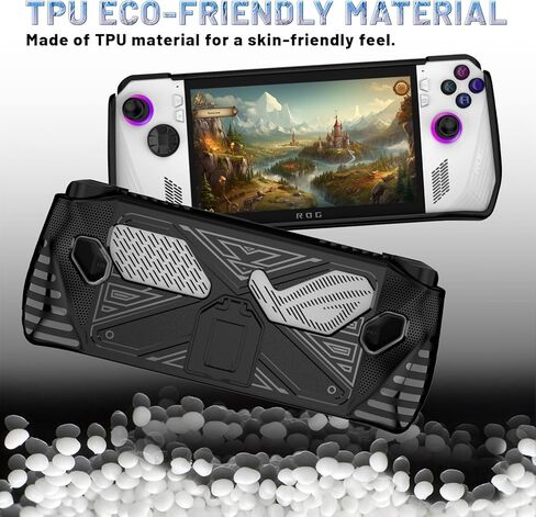 PAKESI Protection Case for ASUS ROG Ally - Rugged TPU with Built-in Stand for Game Handheld Console - Anti-Drop Shockproof Shell with 2 Pack Screen Protector (Black) in Kuwait