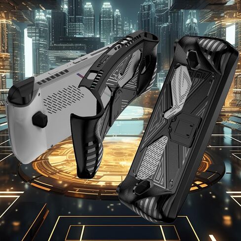 PAKESI Protection Case for ASUS ROG Ally - Rugged TPU with Built-in Stand for Game Handheld Console - Anti-Drop Shockproof Shell with 2 Pack Screen Protector (Black) in Kuwait
