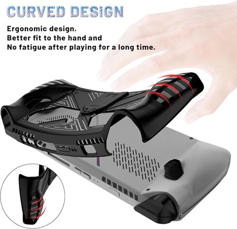 PAKESI Protection Case for ASUS ROG Ally - Rugged TPU with Built-in Stand for Game Handheld Console - Anti-Drop Shockproof Shell with 2 Pack Screen Protector (Black) in Kuwait