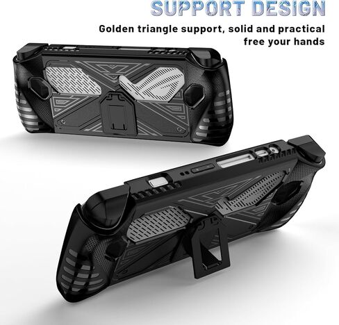 PAKESI Protection Case for ASUS ROG Ally - Rugged TPU with Built-in Stand for Game Handheld Console - Anti-Drop Shockproof Shell with 2 Pack Screen Protector (Black) in Kuwait