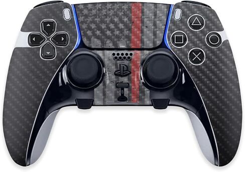 غلاف MightySkins من ألياف الكربون متوافق مع وحدة تحكم PS5 DualSense Edge - خط أحمر رفيع | لمسة نهائية واقية ومتينة من ألياف الكربون | سهل التطبيق وتغيير الأنماط | صنع في الولايات المتحدة الأمريكية in Saudi Arabia
