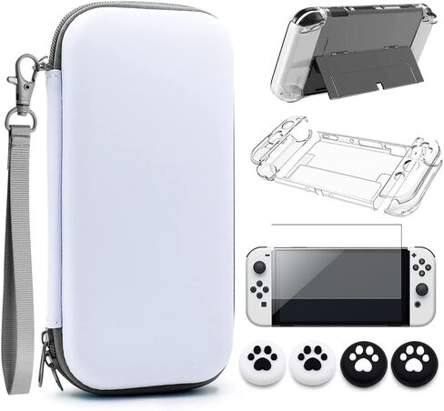 مجموعة حقيبة حمل XINRUISEN لجهاز Nintendo Switch OLED مقاس 7 بوصات، طقم غطاء حماية لجهاز Nintendo Switch OLED 2021، حقيبة تخزين الملحقات ومجموعة واقي الغلاف الصلب مع 4 أغطية لمقبض الإبهام in Kuwait