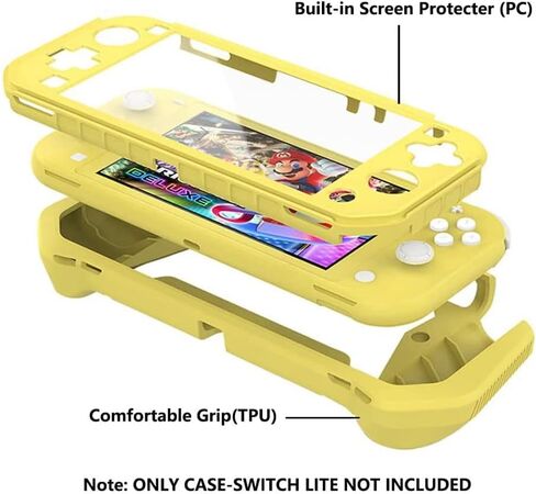 حافظة لجهاز Switch Lite، حافظة Swtich Lite الواقية متوافقة مع Nintendo Swtich Lite، شاشة كمبيوتر مدمجة ومادة TPU قابلة للفصل، حافظة بمقبض يدوي مع غطاءين لمقبض الإبهام، أزرق in Saudi Arabia