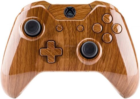 eXtremeRate Wood Grain Patterned Replacement Part Custom Full Housing Shell with Buttons for Xbox One Standard Controller with 3.5mm Headphone Jack (Model 1697) - Controller NOT Included in Saudi Arabia
