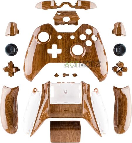 eXtremeRate Wood Grain Patterned Replacement Part Custom Full Housing Shell with Buttons for Xbox One Standard Controller with 3.5mm Headphone Jack (Model 1697) - Controller NOT Included in Saudi Arabia