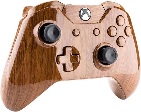 eXtremeRate Wood Grain Patterned Replacement Part Custom Full Housing Shell with Buttons for Xbox One Standard Controller with 3.5mm Headphone Jack (Model 1697) - Controller NOT Included in Saudi Arabia