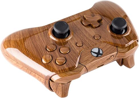 eXtremeRate Wood Grain Patterned Replacement Part Custom Full Housing Shell with Buttons for Xbox One Standard Controller with 3.5mm Headphone Jack (Model 1697) - Controller NOT Included in Saudi Arabia
