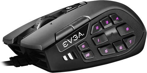 EVGA X15 MMO Gaming Mouse, 8k, Wired, Black, Customizable, 16,000 DPI, 5 Profiles, 20 Buttons, Ergonomic 904-W1-15BK-K3 in Saudi Arabia
