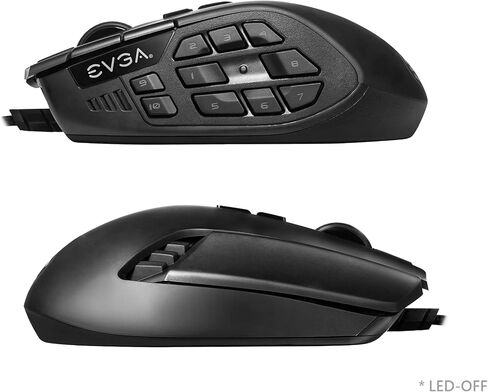 EVGA X15 MMO Gaming Mouse, 8k, Wired, Black, Customizable, 16,000 DPI, 5 Profiles, 20 Buttons, Ergonomic 904-W1-15BK-K3 in Saudi Arabia