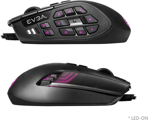 EVGA X15 MMO Gaming Mouse, 8k, Wired, Black, Customizable, 16,000 DPI, 5 Profiles, 20 Buttons, Ergonomic 904-W1-15BK-K3 in Saudi Arabia