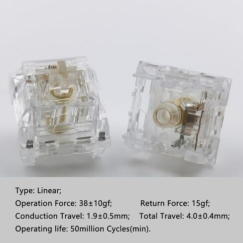 Transparent Keyboard Switches,Kailh Crystal Wine Switches for Mechanical Backlit Keyboard,5-pin 37gf Linear/POM Shaft/Transparent Switches(Crystal Wine,36Pcs) in Kuwait