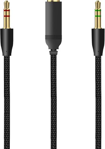 كابل صوت Y-Splitter لسماعات الرأس من Arzweyk، سلك محول سماعة رأس للألعاب 2 في 1 مقاس 3.5 مم لجهاز Razer Kraken X/ Black Shark V2 Pro/ Electra V2 Pro/ Razer Nari/ Razer Tiamat/ Razer Moray/ Razer Electra V2 in Saudi Arabia