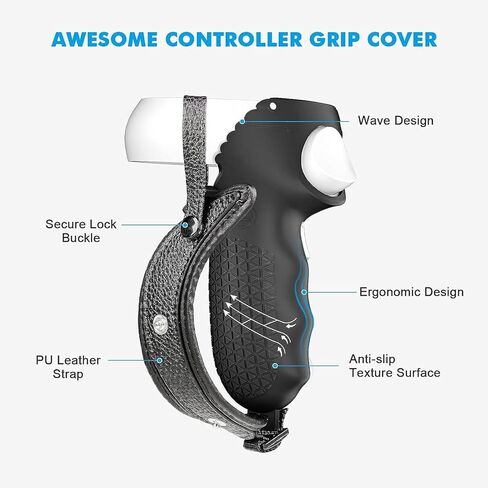 ايكسوتو اكسسوارات لاوكولوس كويست 2، ملحقات غطاء حماية لاوكولوس كويست 2، غطاء وجه من السيليكون، غطاء حماية لجهاز الواقع الافتراضي، غطاء مقبض وحدة التحكم، غطاء حماية العدسة (اسود) in Kuwait