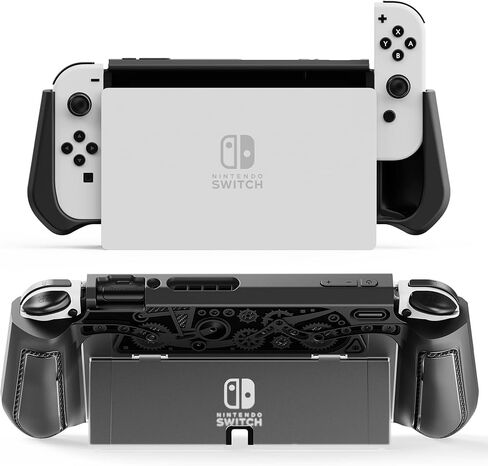 Nintendo Switch OLED Case (Ergonomic/Full Protection/Shock-Absorption/Anti-Scratch) Gift Glass Screen Protector & Thumb Caps, Nintendo Switch OLED Case Black in Saudi Arabia