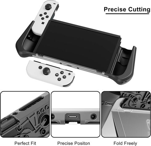 Nintendo Switch OLED Case (Ergonomic/Full Protection/Shock-Absorption/Anti-Scratch) Gift Glass Screen Protector & Thumb Caps, Nintendo Switch OLED Case Black in Saudi Arabia